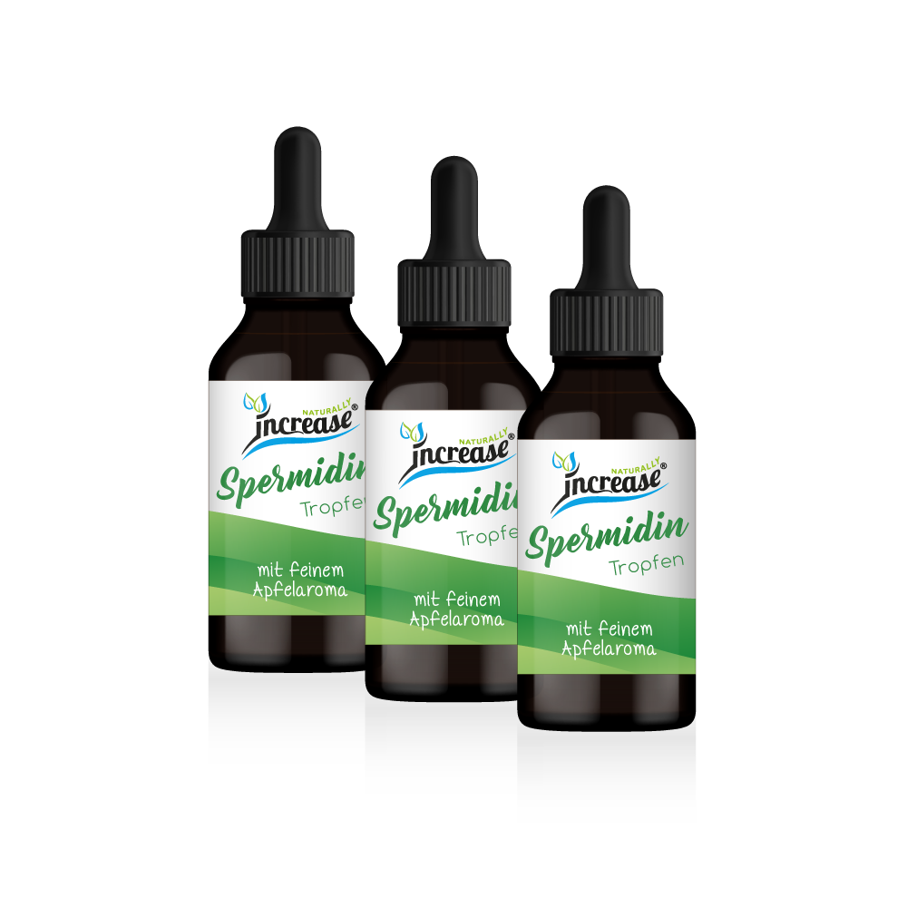 Nimm 3, zahl 2 Aktion Increase Liposomale Spermidin Tropfen - 3x60ml - 200mg Spermidin pro 2 ml - 6mg Spermidin pro Tropfen - 18.000mg Spermidin in 3 Flaschen - Keto MCT Öl C8 & C10 - Apfel
