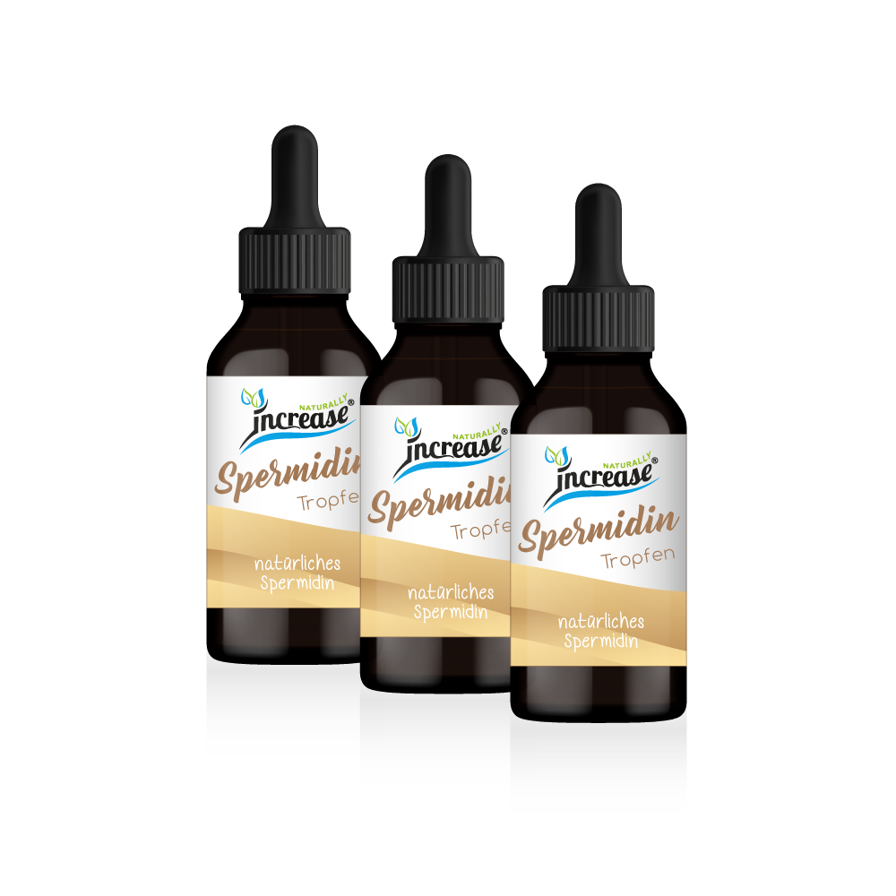 Nimm 3, zahl 2 Aktion Increase Liposomale Spermidin Tropfen - 3x60ml - 200mg Spermidin pro 2 ml - 6mg Spermidin pro Tropfen - 18.000mg Spermidin in 3 Flaschen - Keto MCT Öl C8 & C10 - Neutral