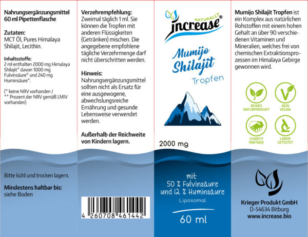 Nimm 3, zahl 2 Aktion Liposomale Shilajit Tropfen hochdosiert - 3x60ml - 2000mg Shilajit pro Tagesdosis - 50% Fluvinsäure und 12% Huminsäure - Keto MCT Öl C8 & C10 - Hohe Bioverfügbarkeit - vegan – Bild 3