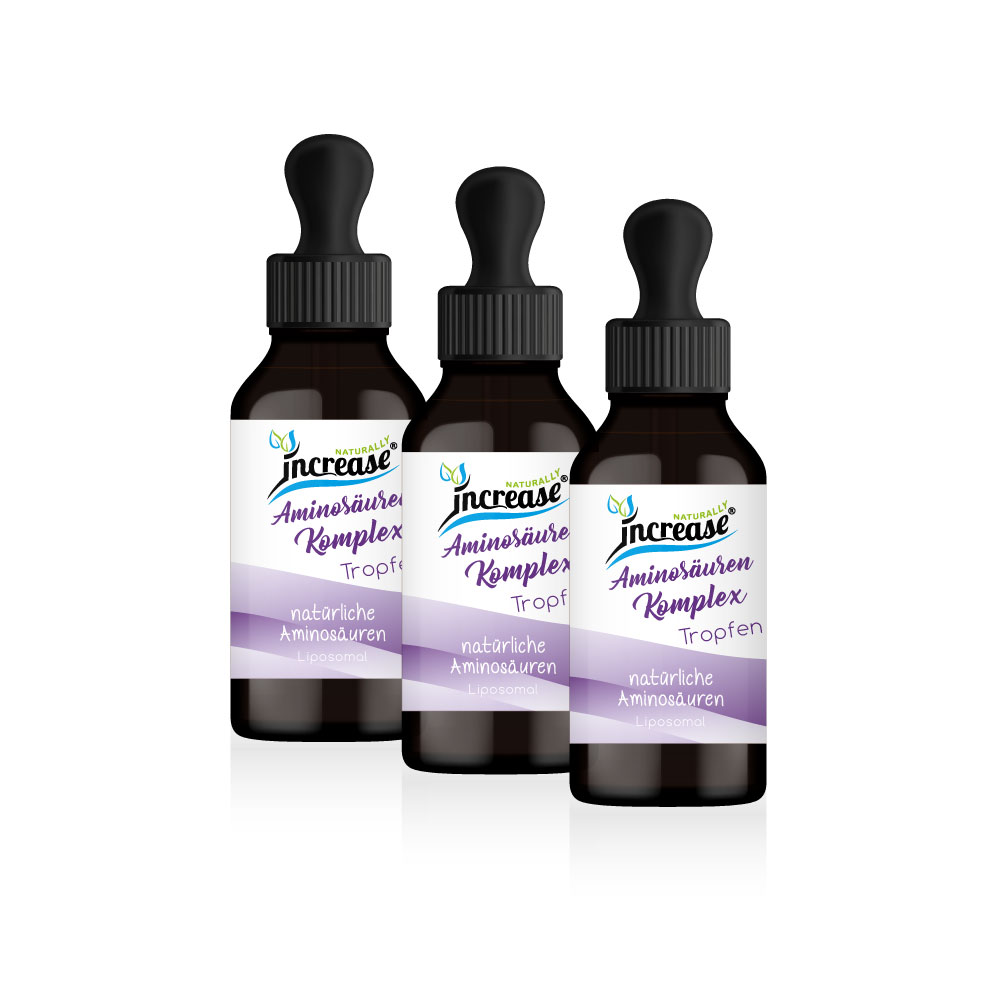 Nimm 3, zahl 2 Aktion Liposomale Aminosäuren Komplex Tropfen hochdosiert - 4000mg Aminosäuren pro Tag (360.000mg in 3 Flaschen) - mit 18 verschiedenen Aminosäuren - Keto MCT Öl C8 & C10