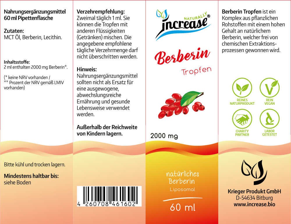 Liposomale Berberin Tropfen hochdosiert - (60.000mg Berberin pro Packung) 2000mg Berberin pro Tagesdosis - Berberine - MCT Öl - Hohe Bioverfügbarkeit – Bild 2