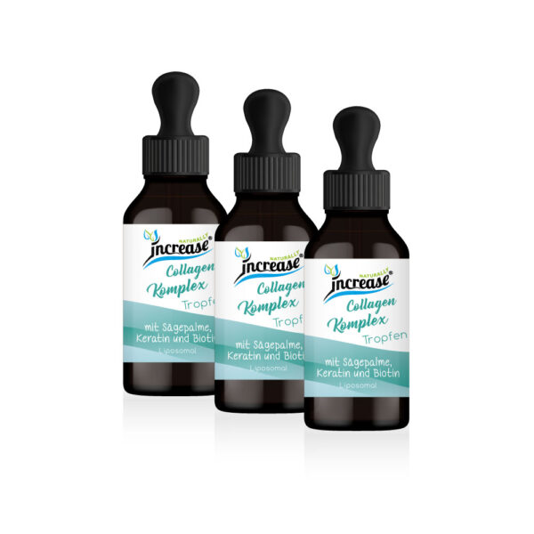 Nimm 3, zahl 2 Aktion Liposomale Collagen Tropfen hochdosiert - 5000mg Collagen pro Tag (450.000mg in 3 Flaschen) mit 10000µg Biotin, 1000µg Keratin und 50mg Sägepalme - Keto MCT Öl C8 & C10