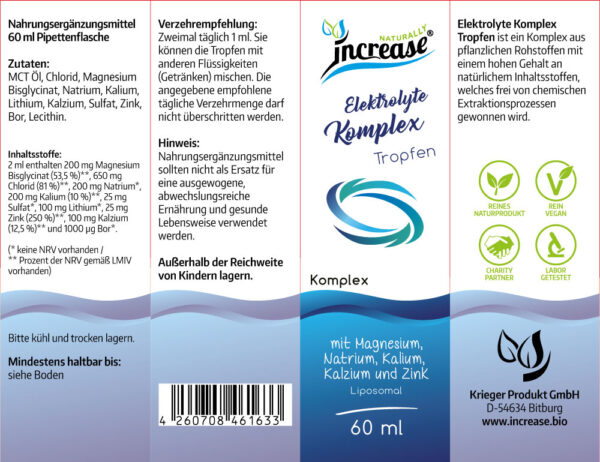 Nimm 3, zahl 2 Aktion Liposomale Elektrolyte Tropfen hochdosiert - 2500mg Elektrolyte pro Tag (225.000mg in 3 Flaschen) mit Magnesium, Chlorid, Natrium, Kalium, Sulfat, Lithium, Kalzium und Bor. – Bild 3