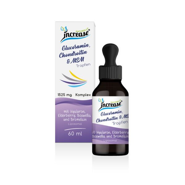 Liposomale Glucosamin, Chondroitin & MSM Tropfen hochdosiert - (45.750mg pro Packung) 1525mg pro Tagesdosis mit Hyaluron, Elderberry, Boswellia (Weihrauch) und Bromelain - MCT Öl