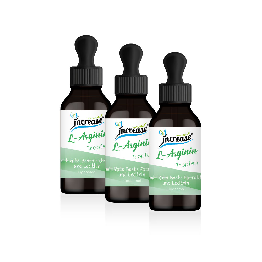 Nimm 3, zahl 2 Aktion Liposomale L-Arginin Tropfen hochdosiert - 6000mg L-Arginin pro Tag (540.000mg in 3 Flaschen) - mit Rote Bete Extrakt - Keto MCT Öl C8 & C10