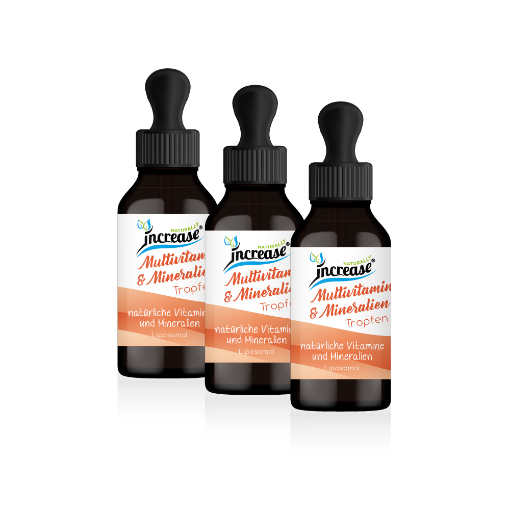 Nimm 3, zahl 2 Aktion Liposomale Multivitamin & Mineralien Tropfen hochdosiert - 1000mg Multivitamin & Mineralien pro Tag (90.000mg in 3 Flaschen) - Wertvolle Vitamine A-Z - Keto MCT Öl C8 & C10