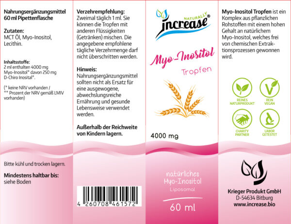 Nimm 3, zahl 2 Aktion Liposomale Myo - Inositol Tropfen hochdosiert - 4000mg Myo - Inositol pro Tag (360.000mg Myo - Inositol in 3 Flaschen) - Keto MCT Öl C8 & C10 - Glutenfrei – Bild 3