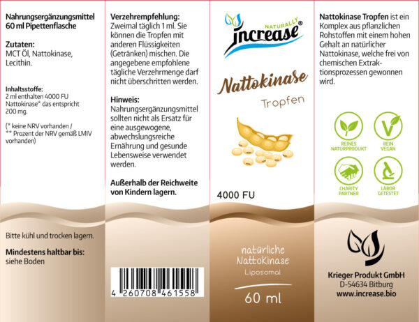 Liposomale Nattokinase Tropfen hochdosiert - (120.000FU Nattokinase pro Packung) 4000FU Nattokinase pro Tagesdosis - MCT Öl - Hohe Bioverfügbarkeit – Bild 2