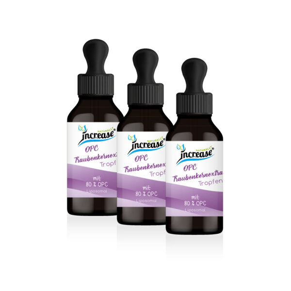 Nimm 3, zahl 2 Aktion Liposomale OPC Traubenkernextrakt Tropfen hochdosiert - 1000mg OPC Traubenkernextrakt davon 800mg OPC pro Tag (90.000mg in 3 Flaschen) Keto MCT Öl C8 & C10