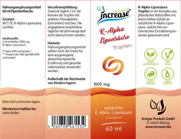 Liposomale R-Alpha-Liponsäure Tropfen hochdosiert - (30.000mg R-Alpha-Liponsäure pro Packung) 1000mg R-Alpha-Liponsäure pro Tagesdosis - Antioxidant - MCT Öl - Hohe Bioverfügbarkeit – Bild 2