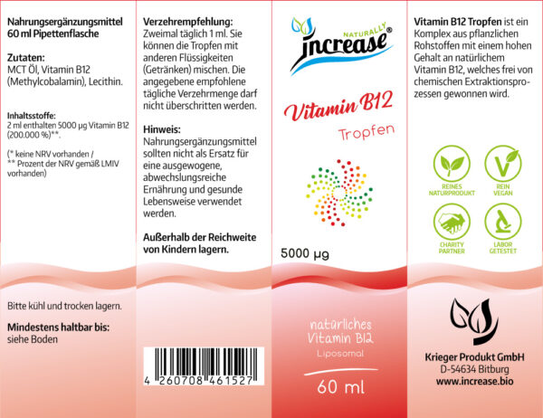 Nimm 3, zahl 2 Aktion Liposomale Vitamin B12 Tropfen hochdosiert - 5000µg pro Tagesdosis (150.000mg in 3 Flaschen) - Keto MCT Öl C8 & C10 – Bild 3