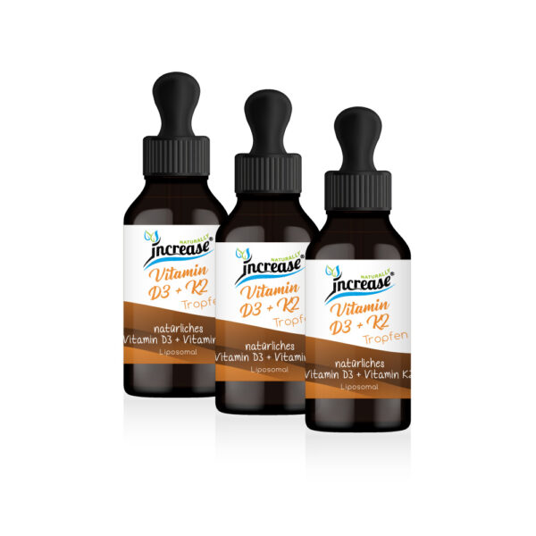 Nimm 3, zahl 2 Aktion Liposomale Vitamin D3 + K2 Tropfen hochdosiert - 8000 I.E Vitamin D3 pro Tag (720.000mg in 3 Flaschen) - Keto MCT Öl C8 & C10 - Hohe Bioverfügbarkeit - vegan