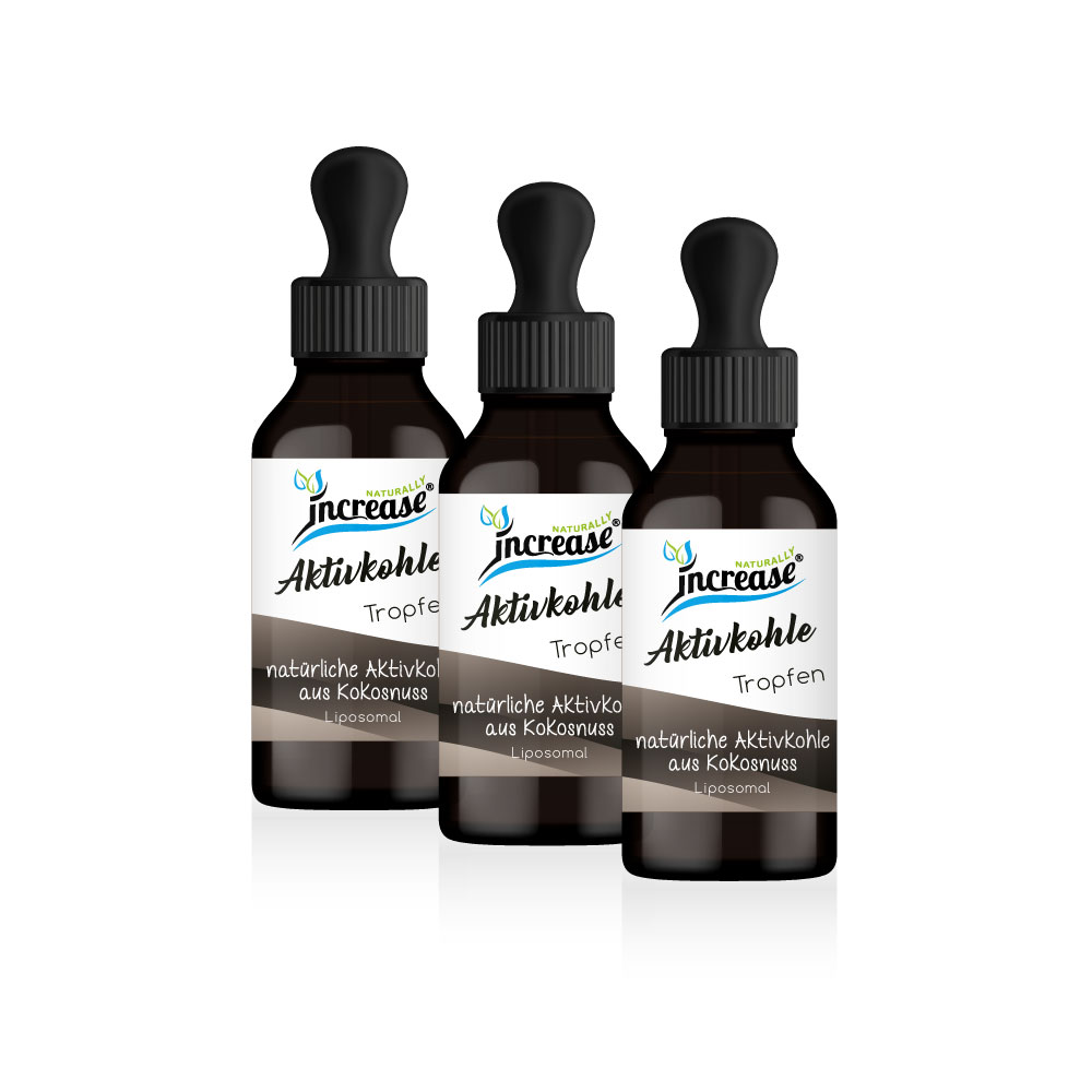 Nimm 3, zahl 2 Aktion Liposomale Aktivkohle Tropfen hochdosiert - 3000mg Aktivkohle pro Tag (270.000mg Aktivkohle in 3 Flaschen) - Keto MCT Öl C8 & C10
