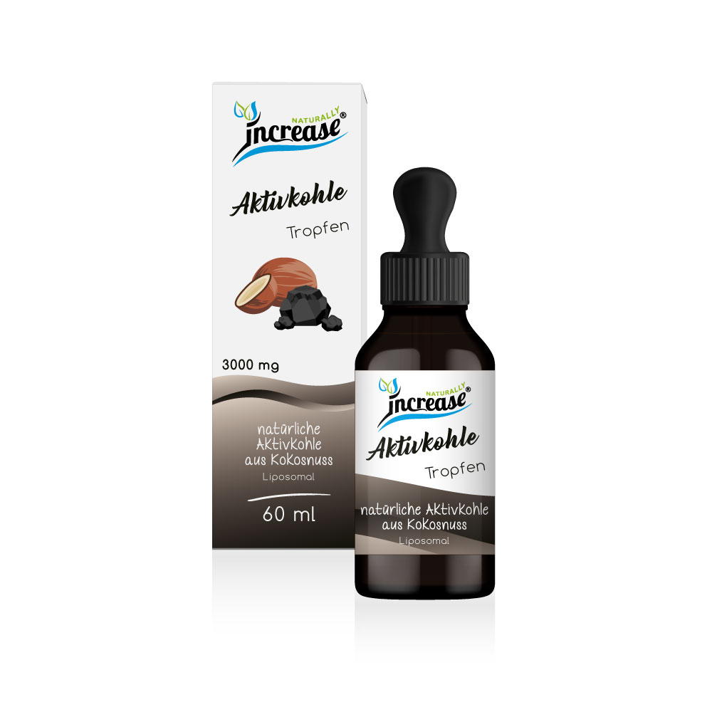 Liposomale Aktivkohle Tropfen hochdosiert - (90.000mg Aktivkohle pro Packung) 3000mg Aktivkohle pro Tagesdosis - MCT Öl - Hohe Bioverfügbarkeit