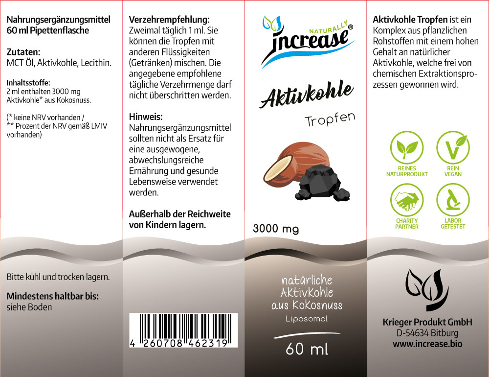 Nimm 3, zahl 2 Aktion Liposomale Aktivkohle Tropfen hochdosiert - 3000mg Aktivkohle pro Tag (270.000mg Aktivkohle in 3 Flaschen) - Keto MCT Öl C8 & C10 – Bild 3
