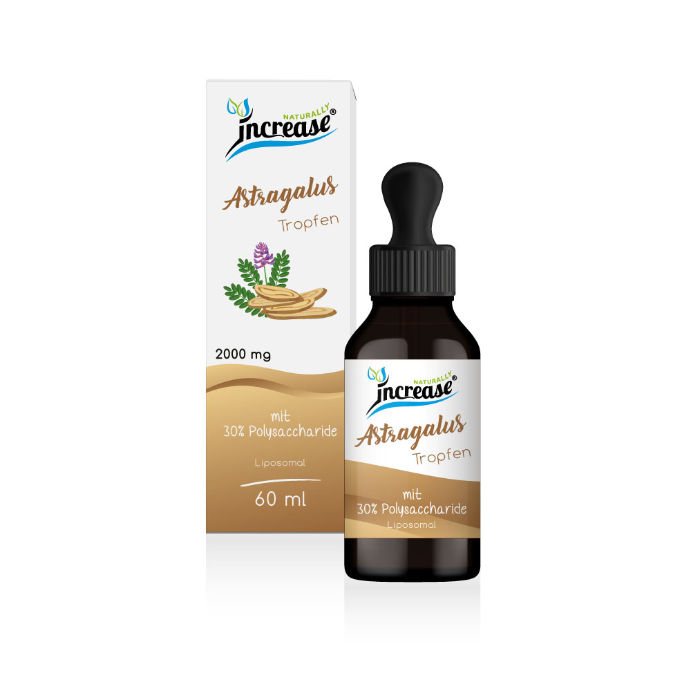 Liposomale Astragalus Tropfen hochdosiert - (60.000mg Astragalus pro Packung) 2000mg Astragalus pro Tagesdosis davon 600mg Polysaccharide - MCT Öl - Hohe Bioverfügbarkeit