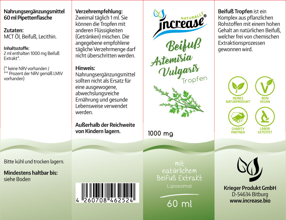 Liposomale Beifuß Artemisia Vulgaris Tropfen hochdosiert - (30.000mg Beifuß pro Packung) 1000mg Beifuß pro Tagesdosis - MCT Öl - Hohe Bioverfügbarkeit – Bild 2