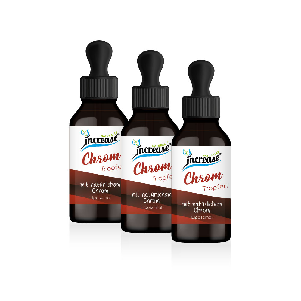 Nimm 3, zahl 2 Aktion Liposomale Chrom Tropfen hochdosiert - 1000µg Chrom pro Tag (90.000µg Chrom in 3 Flaschen) - Keto MCT Öl C8 & C10