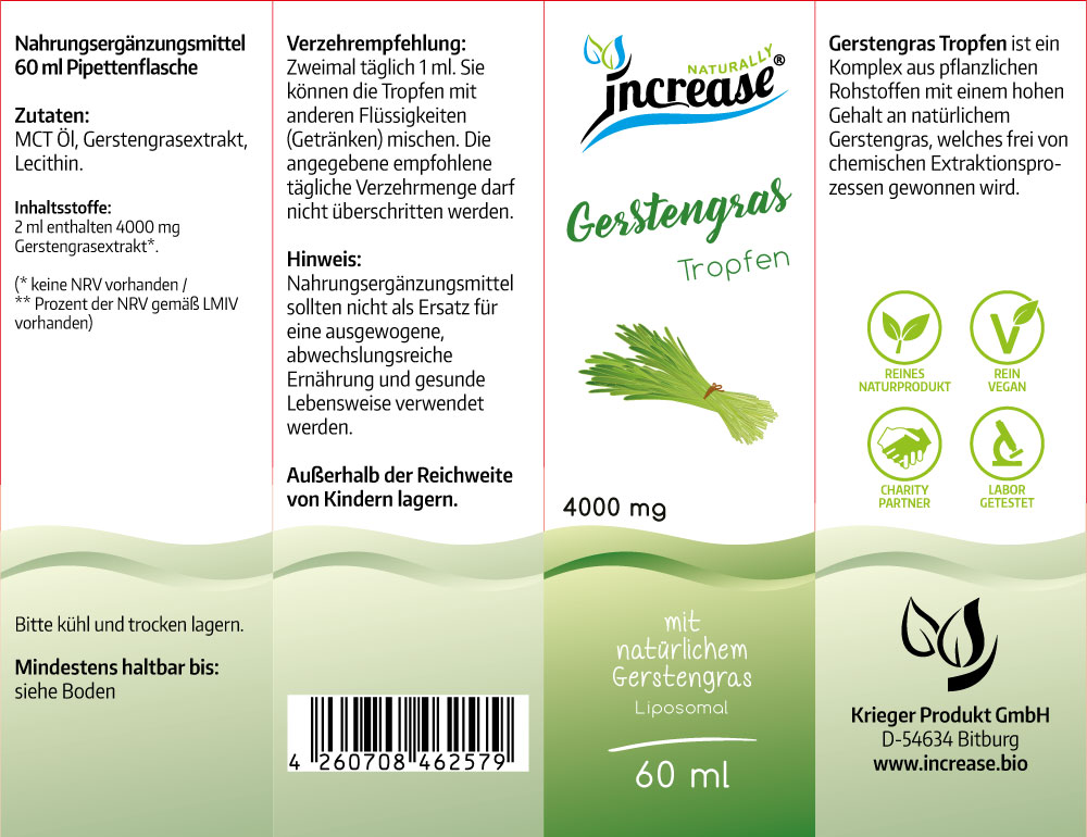 Liposomale Gerstengras Tropfen hochdosiert - (120.000mg Gerstengras pro Packung) 4000mg Gerstengras pro Tagesdosis - MCT Öl - Hohe Bioverfügbarkeit – Bild 2