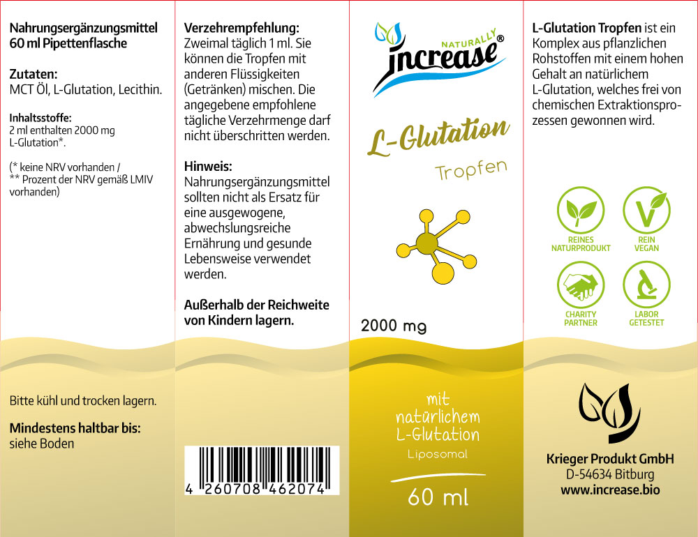 Liposomale L-Glutation Tropfen hochdosiert - (60.000mg L-Glutation pro Packung) 2000mg L-Glutation pro Tagesdosis - MCT Öl - Hohe Bioverfügbarkeit – Bild 2