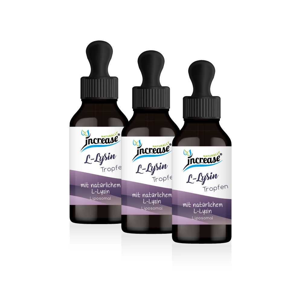 Nimm 3, zahl 2 Aktion Liposomale L-Lysin Tropfen hochdosiert - 3000mg L-Lysin pro Tag (270.000mg L-Lysin in 3 Flaschen) - Keto MCT Öl C8 & C10