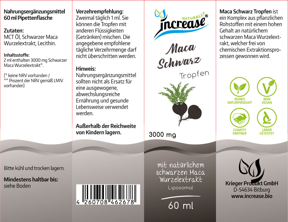 Nimm 3, zahl 2 Aktion Liposomale Maca Schwarz Tropfen hochdosiert - 3000mg Maca Schwarz pro Tag (270.000mg Maca Schwarz in 3 Flaschen) - Keto MCT Öl C8 & C10 – Bild 3