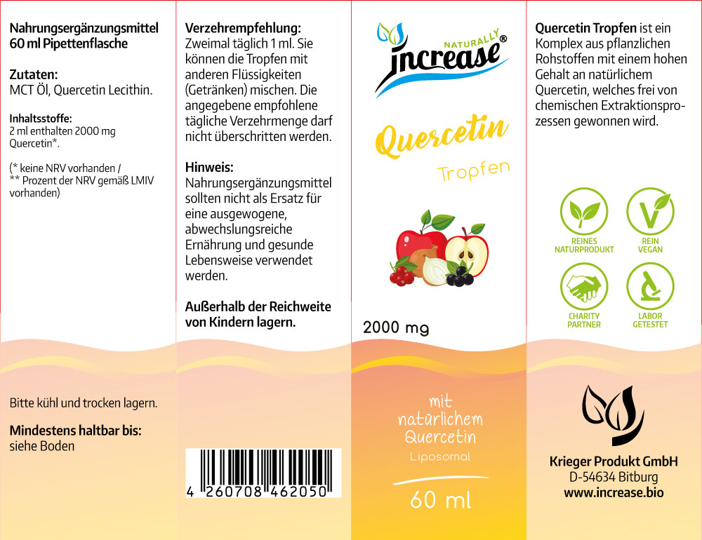 Liposomale Quercetin Tropfen hochdosiert - (60.000mg Quercetin pro Packung) 2000mg Quercetin pro Tagesdosis - MCT Öl - Hohe Bioverfügbarkeit – Bild 2