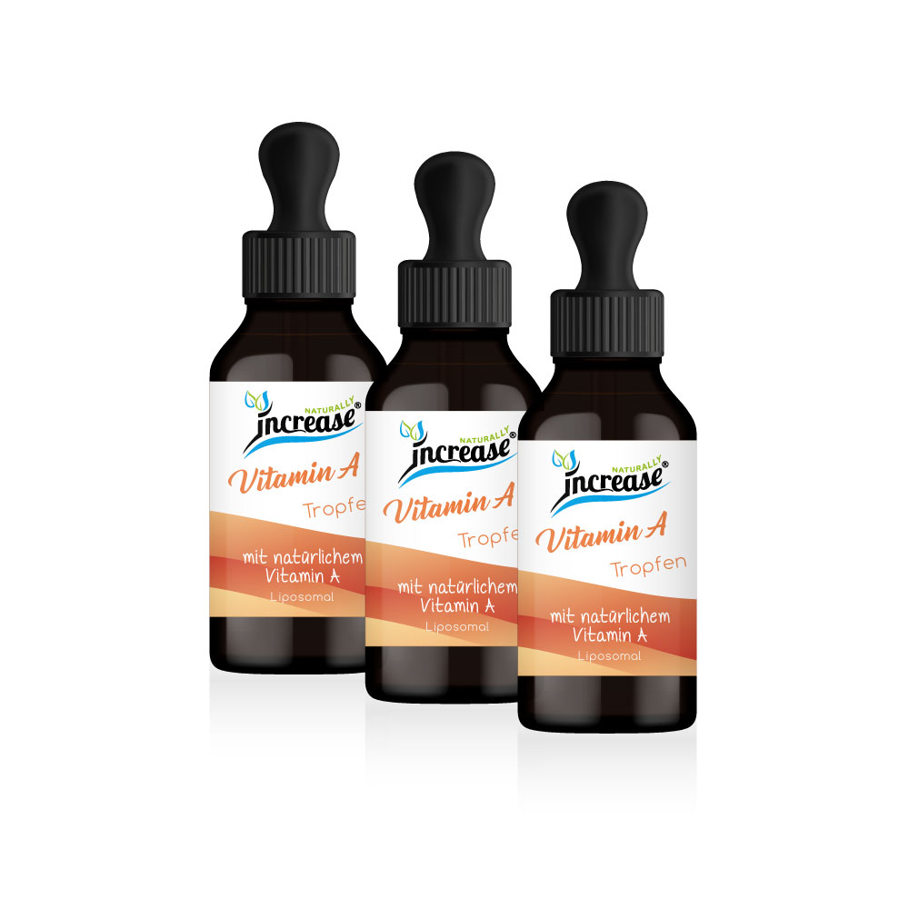 Nimm 3, zahl 2 Aktion Liposomale Vitamin A Tropfen hochdosiert - 3000µg / 10.000 I.E. Vitamin A pro Tag (270.000µg Vitamin A in 3 Flaschen) - Keto MCT Öl C8 & C10
